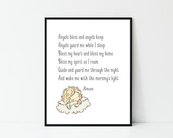 Guardian Angel Prayer, Art Print, Wall Art, Nursery Decor, Angels Prayer, Children's Prayer, Instant Download, Home Decor
