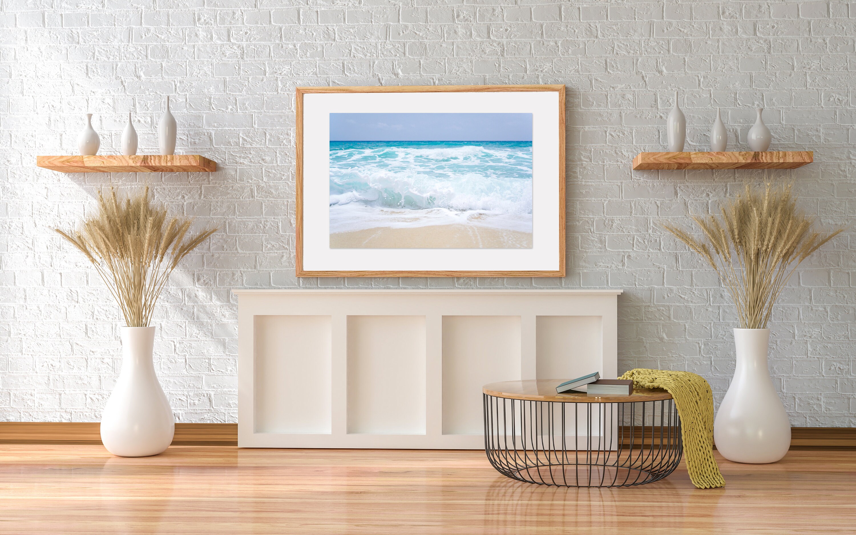 Beach Photography, Coastal Wall Art, Ocean Waves on Sandy Beach, Living ...
