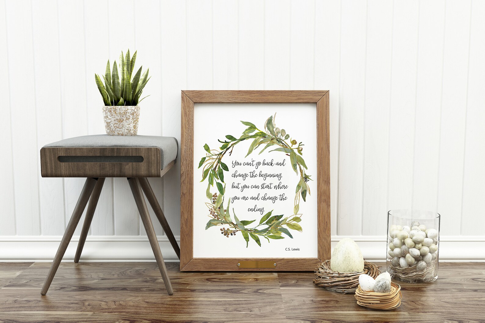 Inspirational Quote Art Print, Printable Wall Art, Watercolor Wreath ...