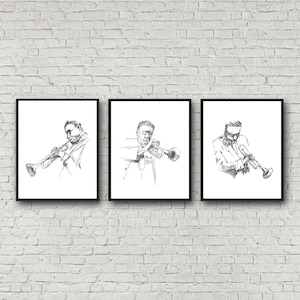Jazz Wall Art, Set di stampa Jazz, Arte Moderna, Stampe d&#39;arte in bianco e nero, Arte Minimalista, Home Decor, Download istantaneo