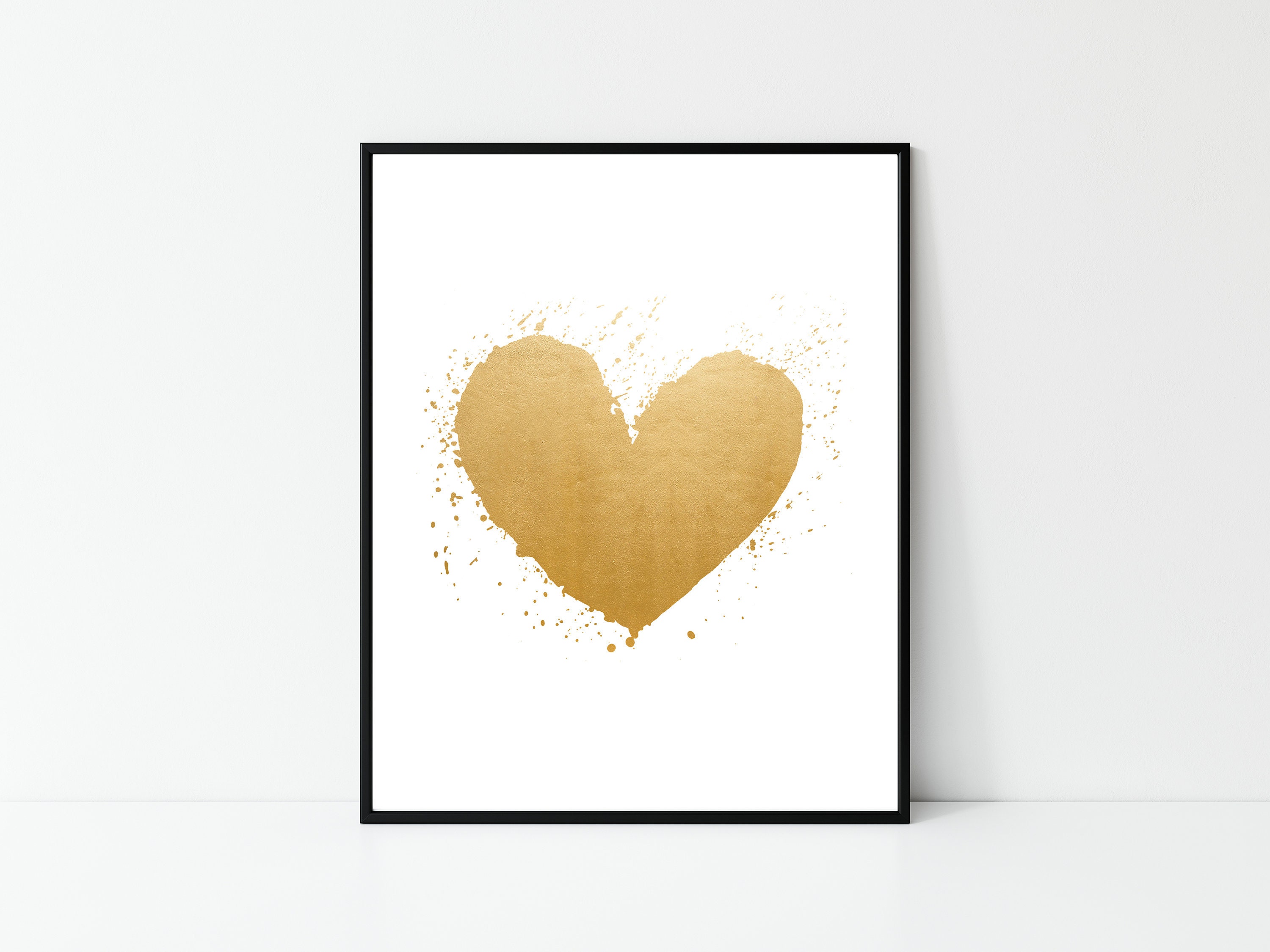 Gold Heart Art Print Modern Art Print Wall Art Home Decor Etsy UK