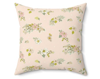 Floral Print Pillow Cover,  Decorative Pillow Cover, Nursery Decor, Girl's Room Decor, Square Pillow Cover