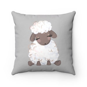 White Sheep Pillow Cover, Nursery Decor, Lamb Pillow Case, Child's Room Decor, Decorative Pillow Cover