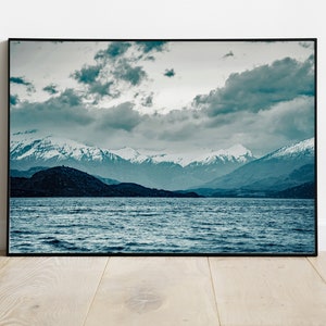 Landscape Photography, Mountain Photos, Snow Capped Mountains and Ocean, Nature Photography, Scenic Photography, Printable Art, Wall Art
