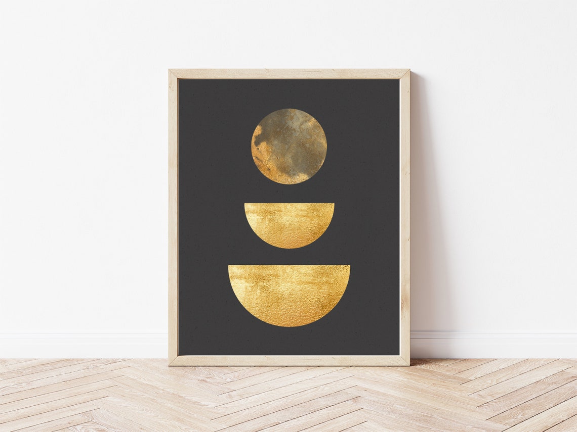 Modern Art Print, Black and Gold Wall Art, Minimalist Art, Printable ...