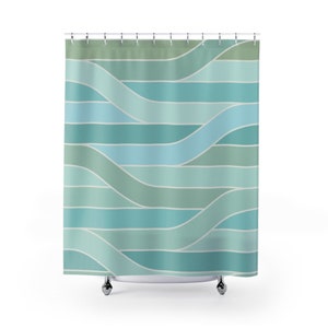 Modern Shower Curtain,  Soft Shades of Blue & Green, Bathroom Decor, Home Decor, Shower Accessories
