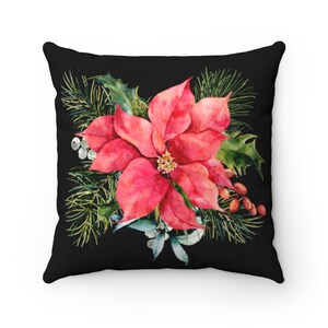 Poinsettia Pillow Cover,  Decorative Pillow Cover,  Christmas Pillow Cover, Home Decor, Pillow Case