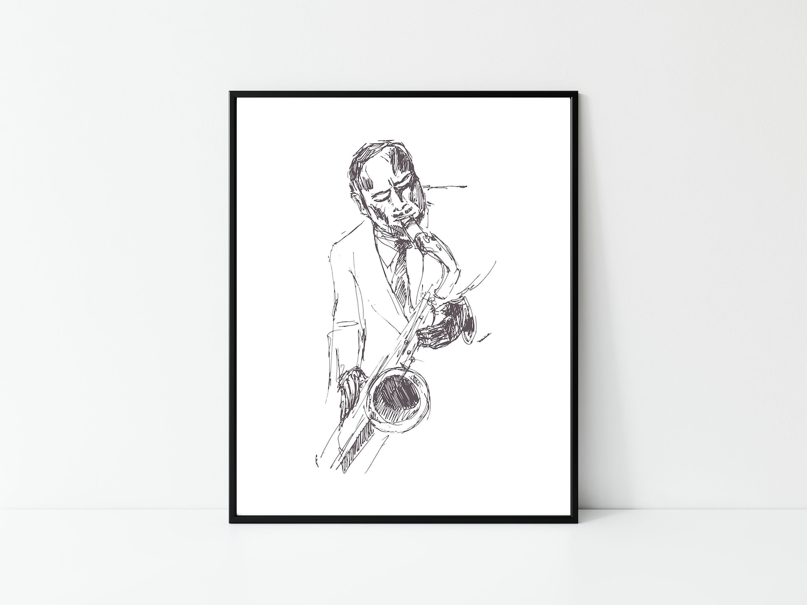 Jazz Art Print, Printable Wall Art, Black and White Modern Art Print