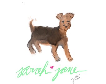 Welsh Terrier Perro Animal tradicional tarjeta de Navidad Personalizado