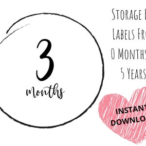 Unisex clothing storage bin labels, 0 months to 5 years, instant download, printable, baby storage, toddler storage, nursery organization
