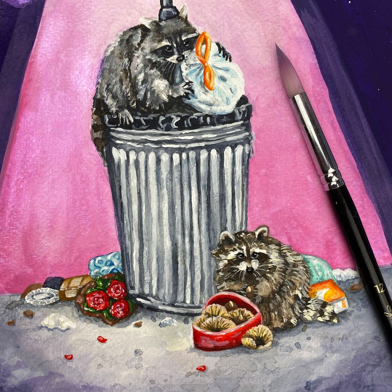 Raccoon Art Funny Animal Art Raccoon Gifts Trash Panda - Etsy