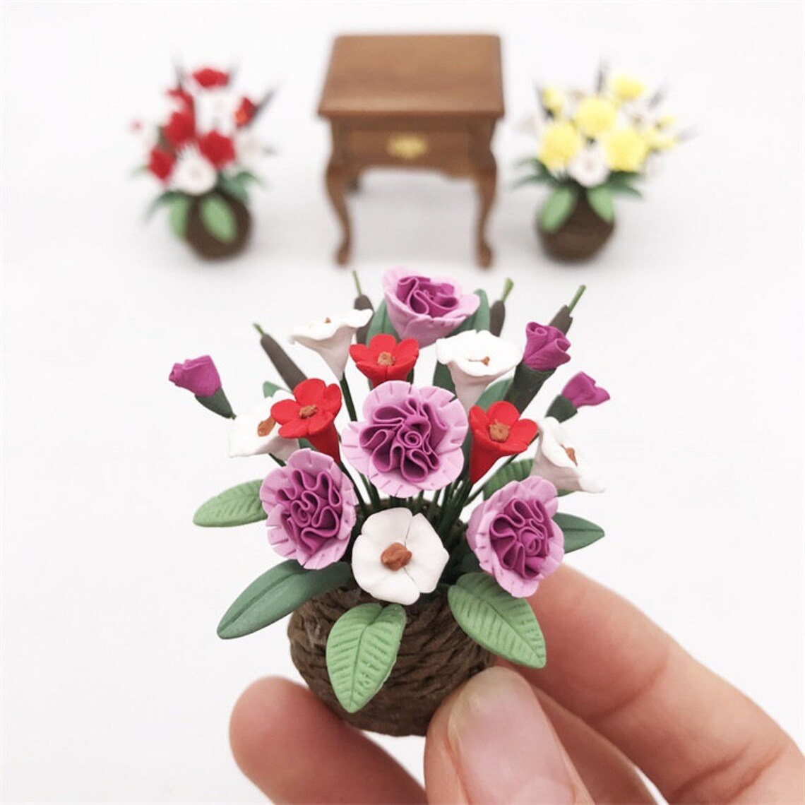 Dollhouse Miniature Plants Flower Pot Modern Doll House Decor Etsy