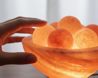 Himalayan Abundance Bowl with Healing Massage Balls — Adjustable Lighting, 40W Bulb Included
