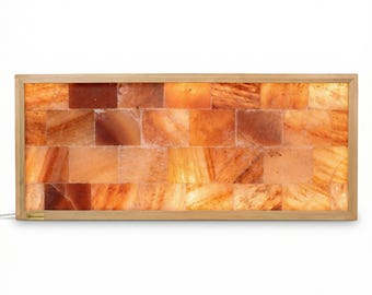 Handcrafted Himalayan Salt Wall Panel: Grade A Bricks, LED Backlit, Therapy Decor 2x5