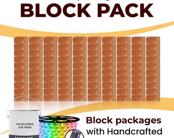 Himalayan Salt Bricks with LED Lights & Adhesive: Complete Wall Set