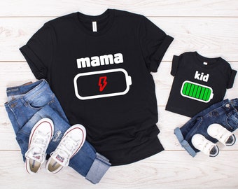 Family "Mama/ Dad/ Kid/ Baby Battery Charge" T-Shirt/ Romper