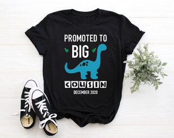 Kid's/ Baby T-Shirt/ Romper "Being Promoted to Big Cousin (Insert Year)" Dinosaur Theme