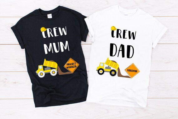 Mum and Dad Construction Themed T-shirt 