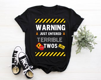 Kid's "Warning Just Entered Terrible Twos" 2nd Birthday T-Shirt