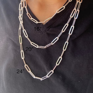 Sterling Silver FLAT Thick Paperclip Chain Necklace, Silver Link Chain Necklace, Silver Chunky Necklace, Silver Choker Necklace