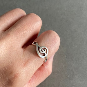 Sterling zilveren G-Clef muzieknoot ringen Type B-sterling zilver