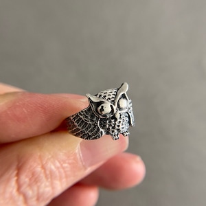 Anillo de búho de plata esterlina - Plata de ley