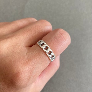 Sterling Silver Thick Chain Rings - Sterling Silver [R1013-5mm]