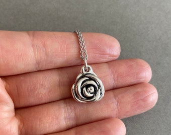 Silver Rose Necklace - Sterling Silver