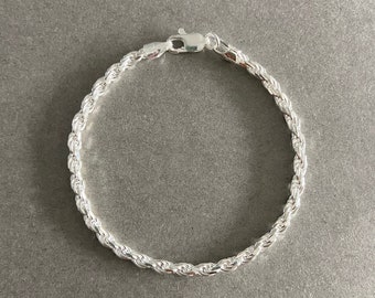 Sterling Silver Rope 3mm Chain Bracelet - Sterling Silver