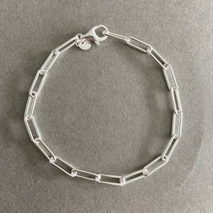 Sterling Silver Chain Link Paper Clip Chain Bracelet - Sterling Silver