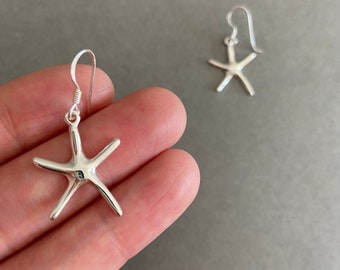 Sterling Silver Starfish Dangle Earrings - Sterling Silver