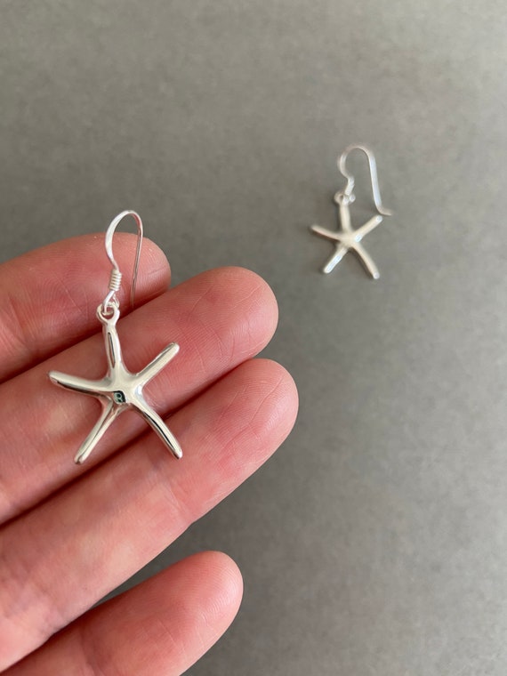 Sterling Silver Starfish Dangle Earrings - Sterling Silver