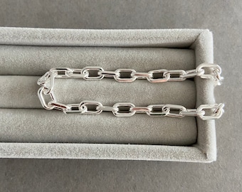 Sterling Silver Chain Link Paper Clip Chain Bracelet - Sterling Silver