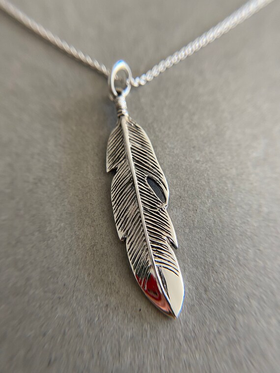 Silver Feather Necklace - Sterling Silver - Etsy