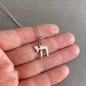 Silver Jewish Hebrew Chai Necklace - Sterling Silver
