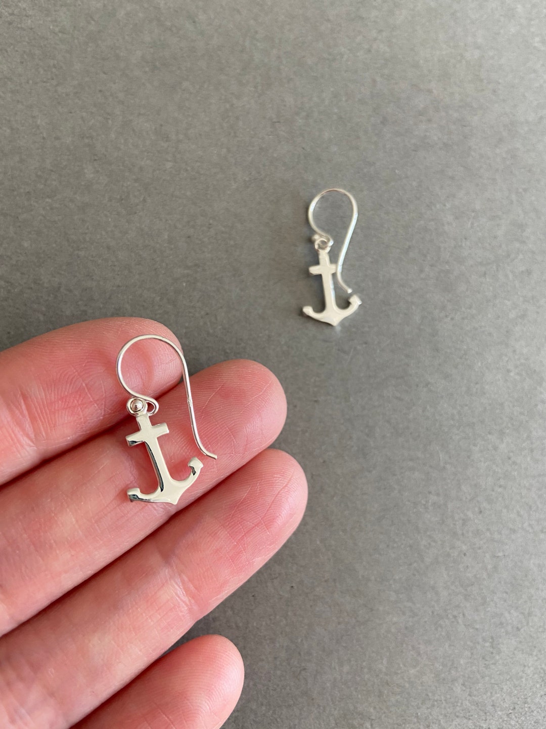 Sterling Silver Anchor Dangle Earrings Sterling Silver Etsy