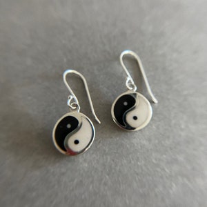 Sterling Silver Ying and Yang Dangle Earrings - Sterling Silver