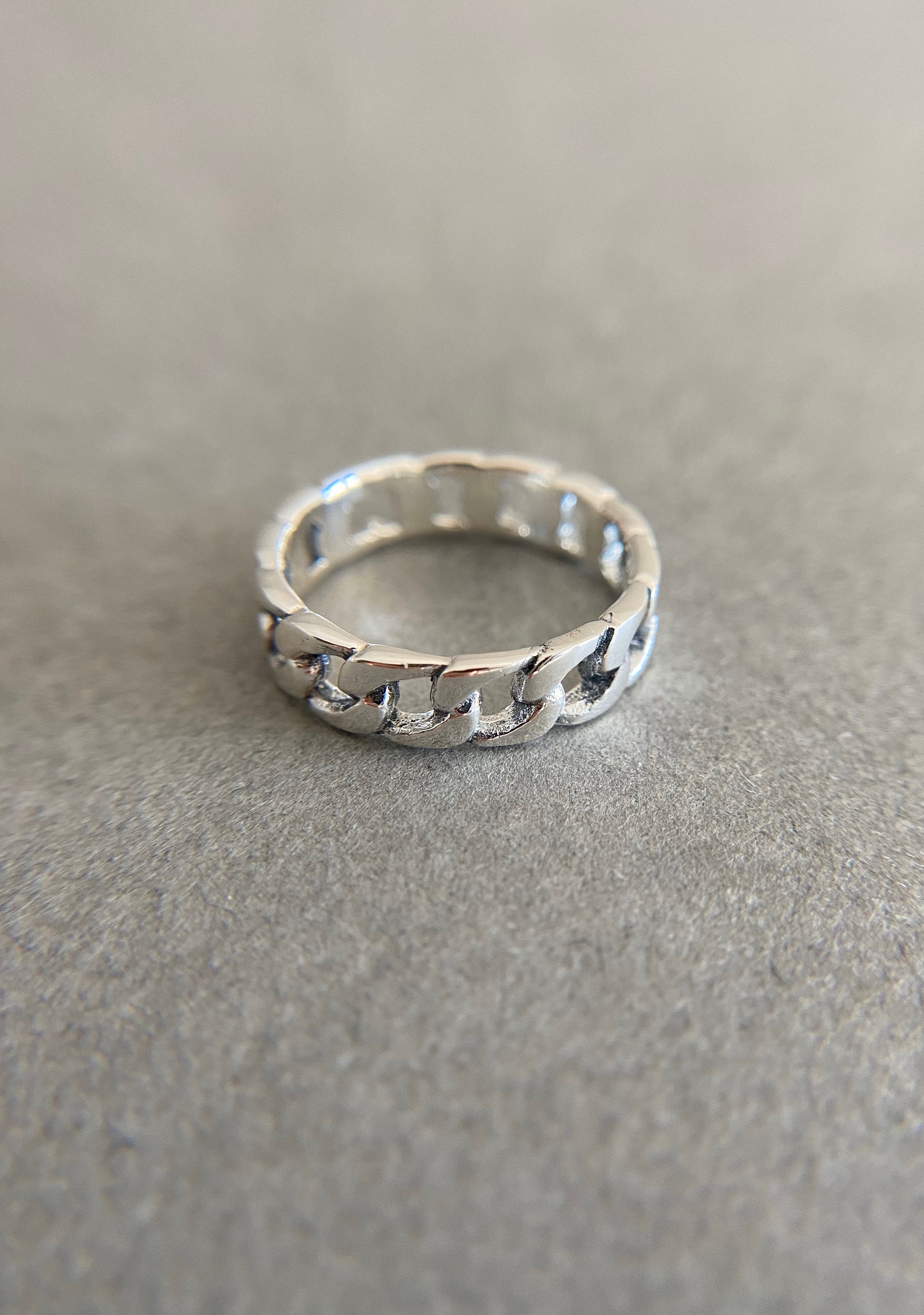 Sterling Silver Thick Chain Rings - Sterling Silver [r1013
