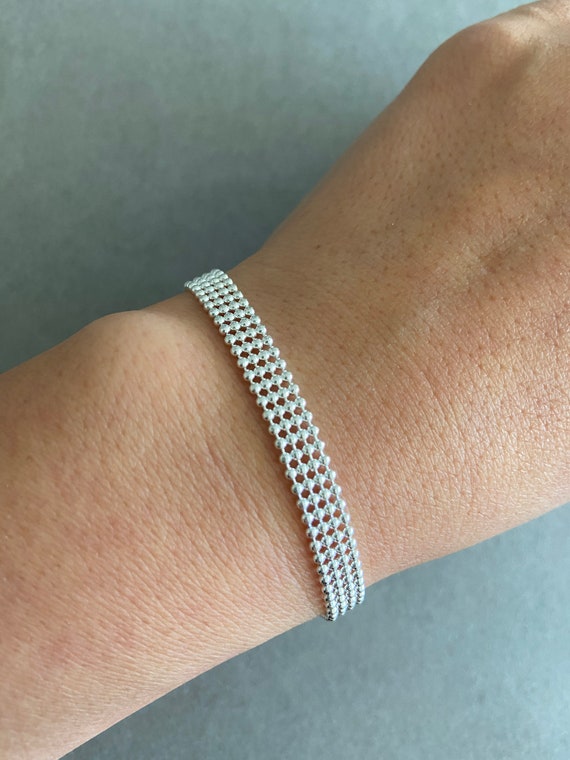 Sterling Silver Bead Chain Bracelet - Sterling Silver - Etsy