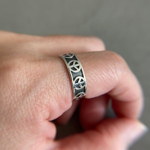Sterling Silver Thick Peace Rings - Sterling Silver