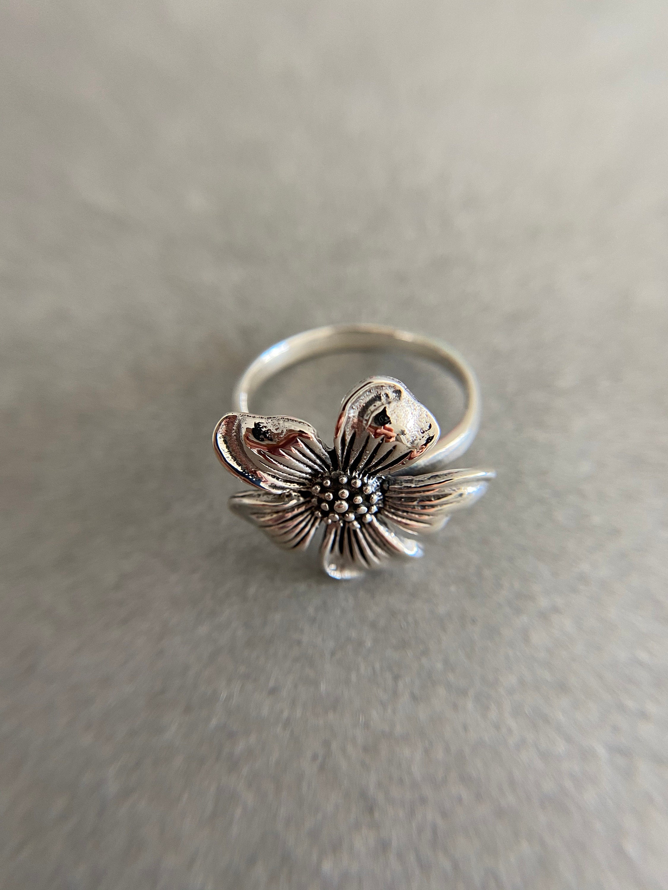 Sterling Silver Flower Rings - Sterling Silver - Etsy