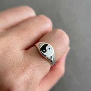 Sterling Silver Yin and Yang Rings - Sterling Silver