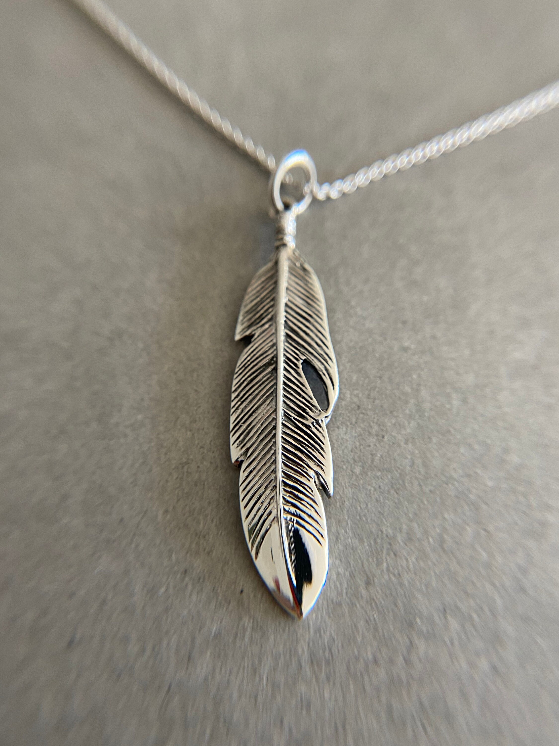 Silver Feather Necklace - Sterling Silver - Etsy
