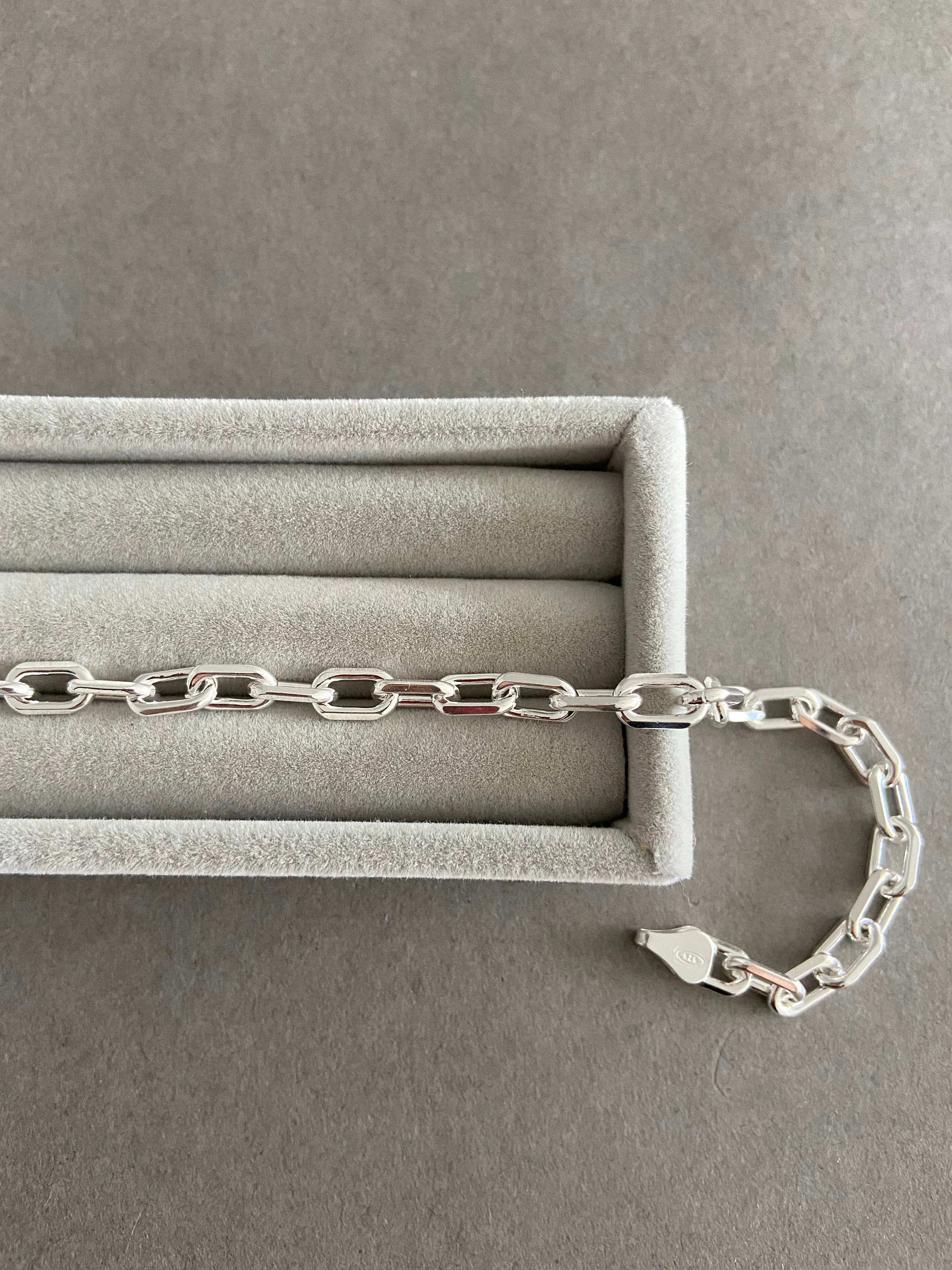 Sterling Silver Chain Link Paper Clip Chain Bracelet Etsy