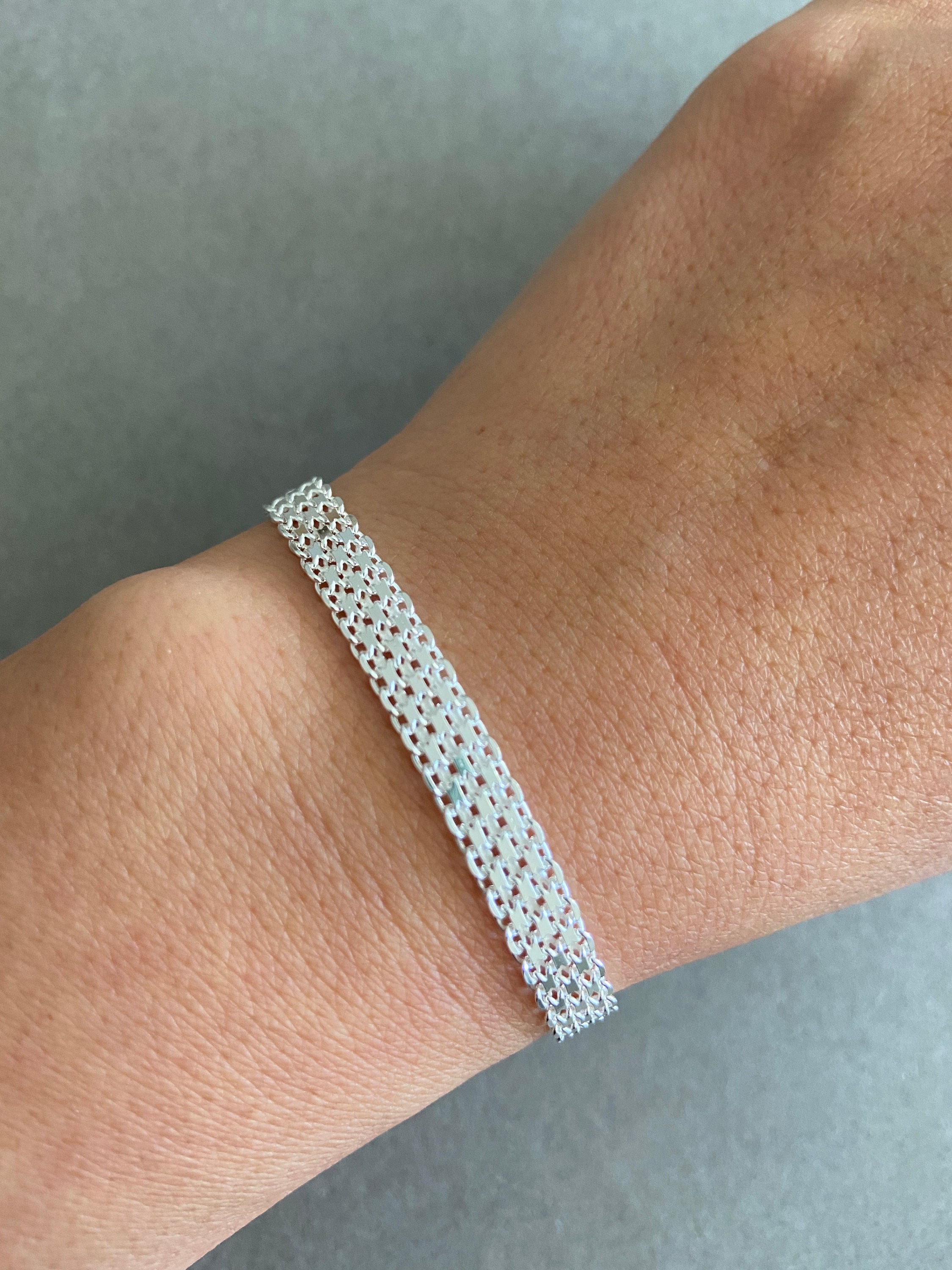 Sterling Silver Bisk Chain Bracelet - Sterling Silver - Etsy Sterling Silver Bisk Chain Bracelet - Sterling Silver - Etsy