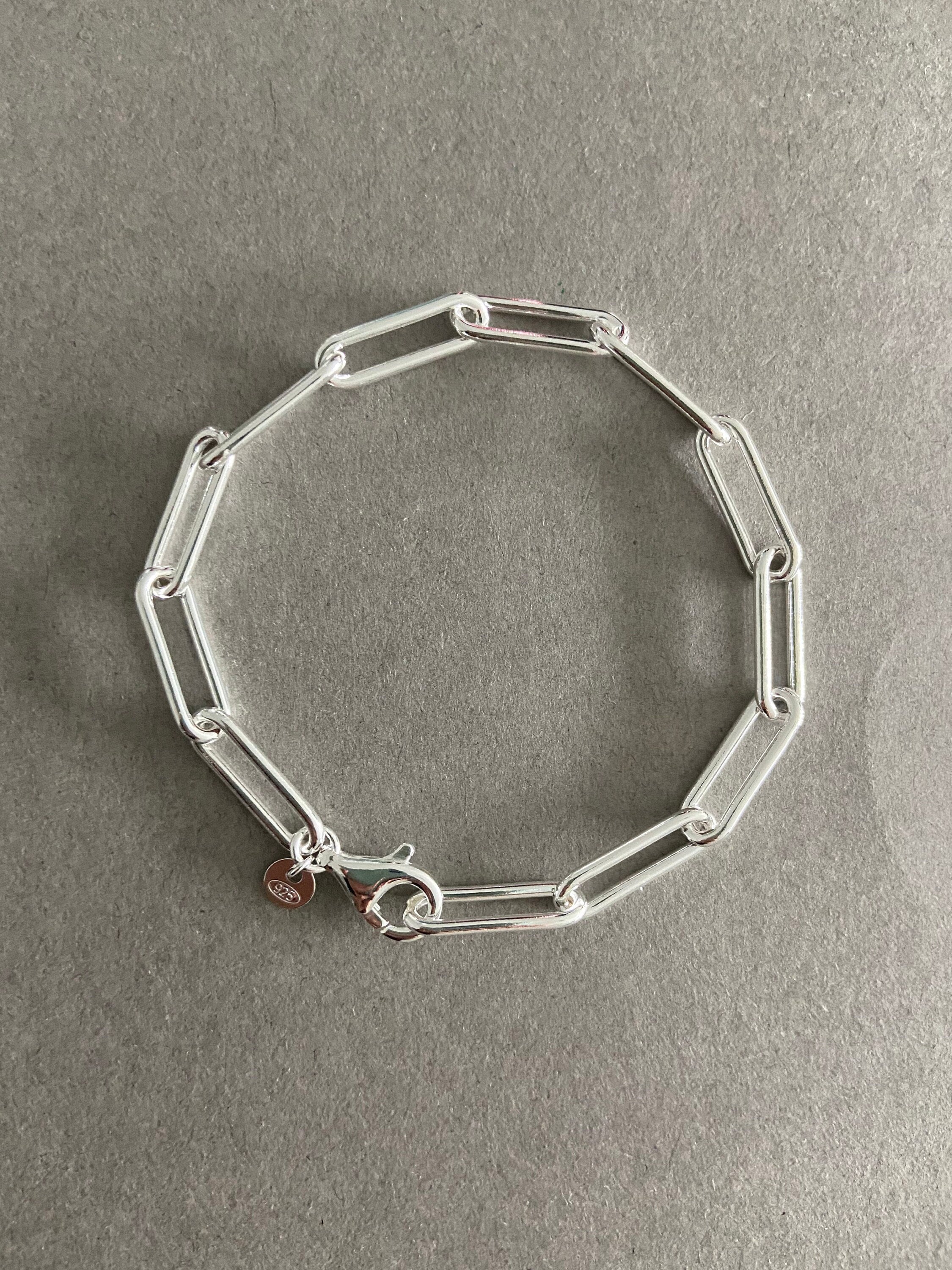 Silver Clip thick bracelet Sterling Silver Thick Paper Clip Chain Bracelet – Brianne  main image 4