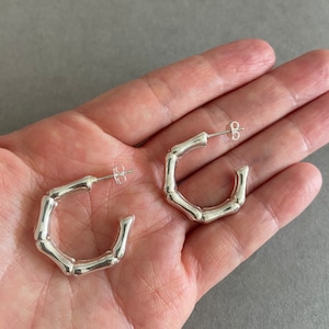 Sterling Silver Bamboo Earrings - Sterling Silver