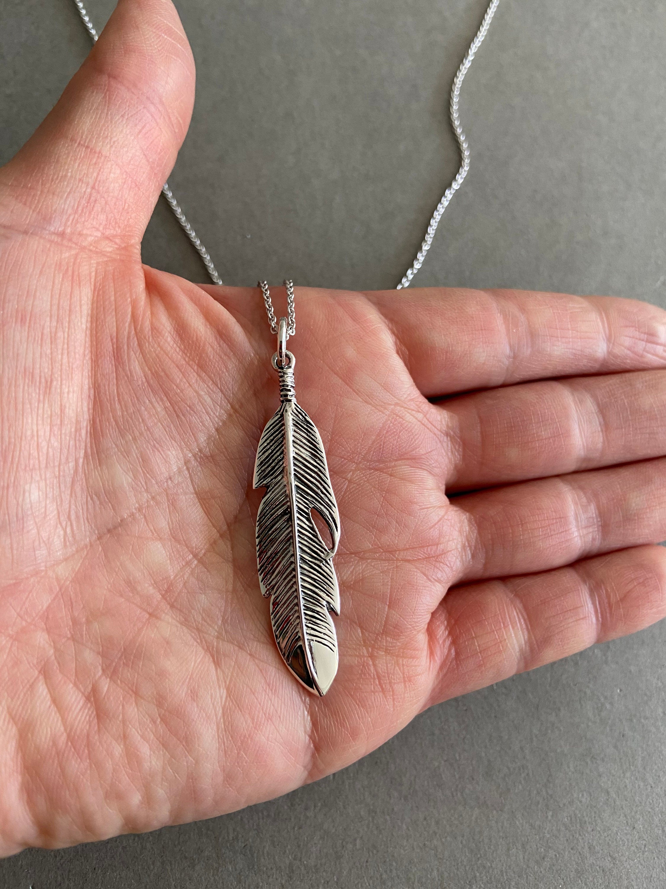 Mens western feather necklace sale