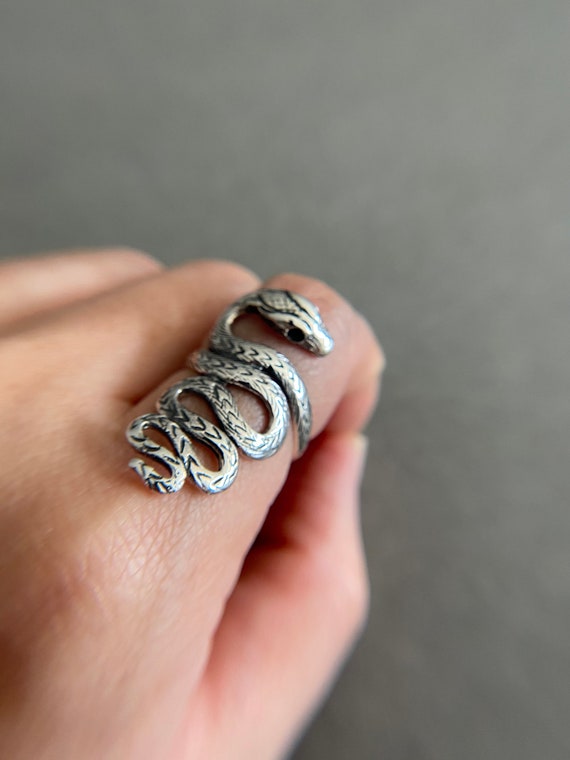 PRAYMOS 925 Sterling Silver Adjustable Snake Ring - Open Thumb Ring For Women & Men, Size 7-9 - View #12