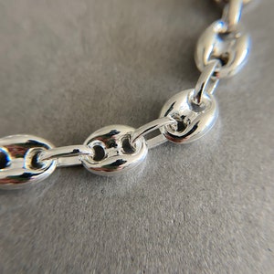Sterling Silver Pop Puffed Mariner Chain Bracelet Sterling Silver - Etsy